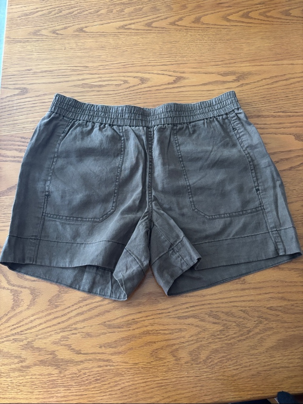 Roots Olive Green Elastic Waist Shorts